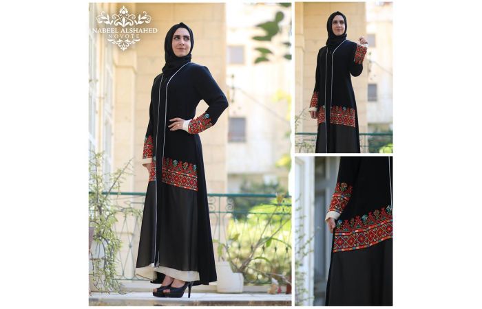عباءة إماراتية  مطرزة  - اسود - 42 Eu